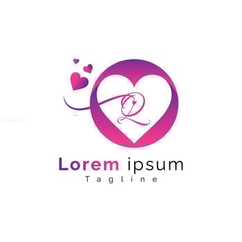 Letter q love heart logo icon and illustration template vector