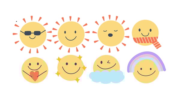 cute sun cartoon set vector