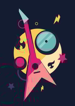 Poster with retro electric guitar. vector
