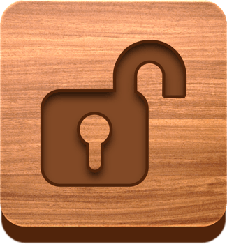 Wooden Open Padlock Button, Wooden Icon png