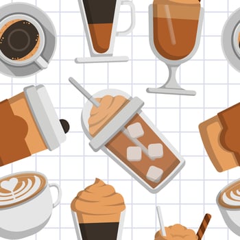 Seamless Background of Various Coffee Products vector