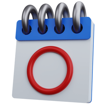 3d rendering blue calendar with red circle isolated png