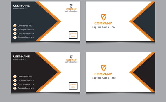 Simple elegant blue orange color clean creative minimalist corporate professional modern real estate name visiting business card design template. vector