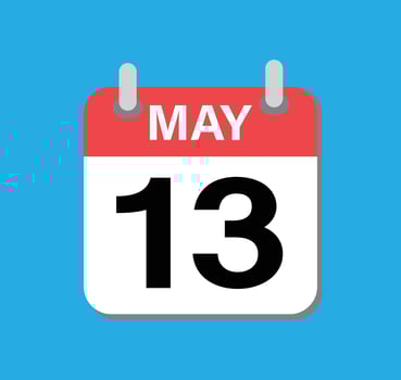 May 13 Calendar icon. May 13 calendar date reminder sign. Holiday symbol. Special day sign. flat style. vector