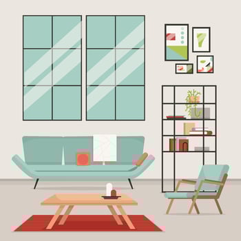 Cozy Retro Interior Decoration Concept vector