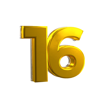 Mental Yellow 16 3D Number png