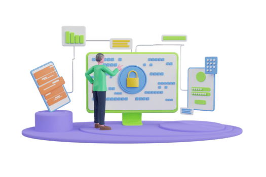 3d rendering security system on cloud computing technology.Data security concept.Data security protection.Concept for web page, banner, presentation, social media, documents, cards, posters. png