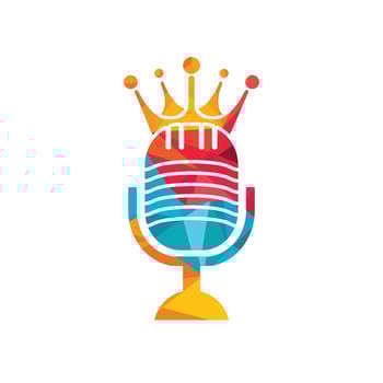 Podcast king vector logo design.