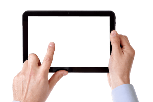 hand holding tablet pc png