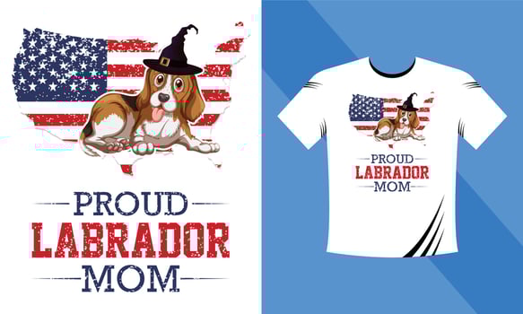 Proud Labrador Mom T-Shirt Design. Dog vector, paw vector, bone vector, Dog T-Shirt Design, Typography T-Shirt Design Template Motivational Quote Vector eps
