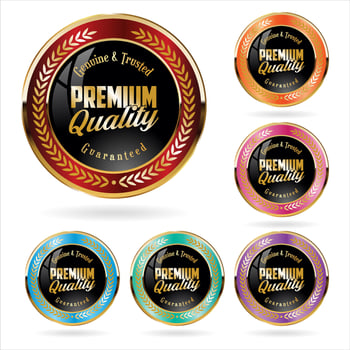 Collection of colorful premium quality badges and labels vector