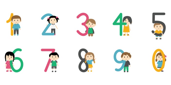 cute kid with numbers clipart element of boys and girls for decoration vector