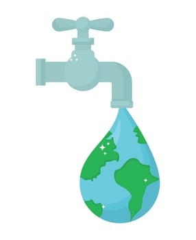 faucet with earth drop vector