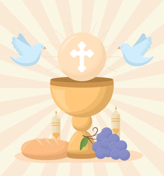 first communion items card vector