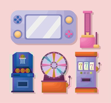 five video games icons vector