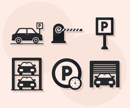 six parking icons vector