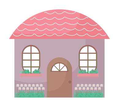 purple house illustration vector
