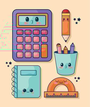 kawaii supplies items vector