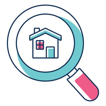 loupe with a house vector