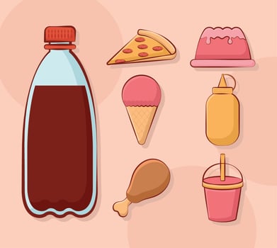 fast food items bundle vector