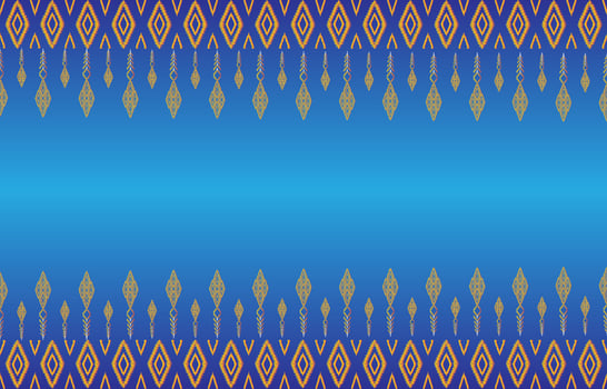 Luxury Thai silk shot with gold pattern and blue background vector illustration
