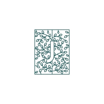 Simple Letter J Logo in Floral Ornament Initial Design Concept vector