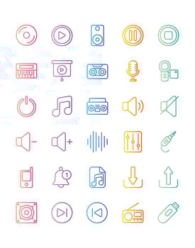 Audio Icon Set 30 isolated on white background vector