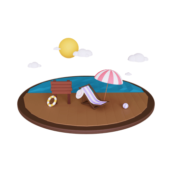 3d summer vacation illustration png