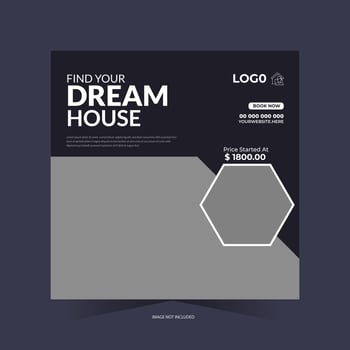 Real estate house property instagram post or social media banner template vector