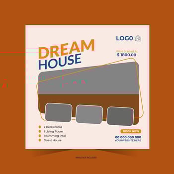 Real estate house property instagram post or social media banner template vector