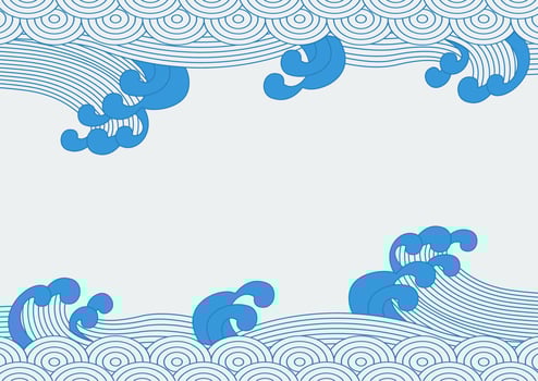 Editable Japanese Style of Water Waves Vector Illustration for Text Background of Oriental Culture Tradition and History Related Purposes