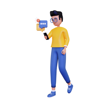 3d Man receiving notification illustration png