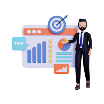 3d Business Man presenting Business Growth illustration png