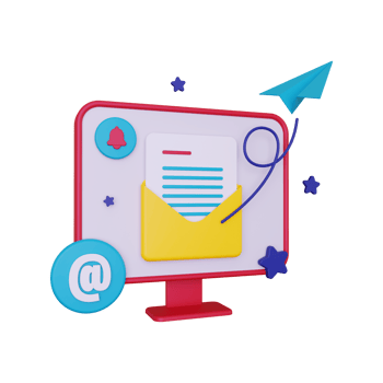 3d Send Email With Desktop Computer illustration png