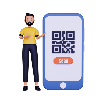 3d Man showing QR code illustration png