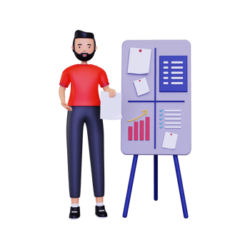 3d Businessman Organizing data On Task Board illustration png
