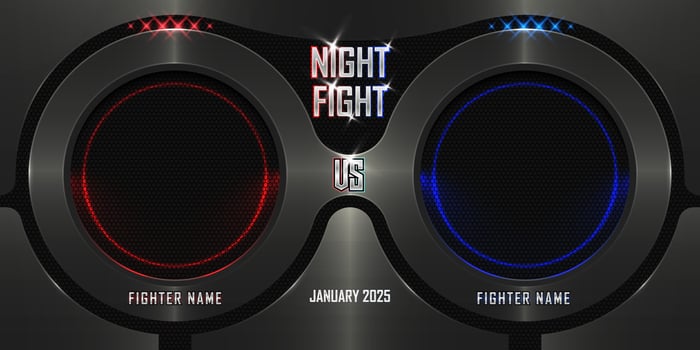 Realistic night fight 3d poster with modern metallic logo vector