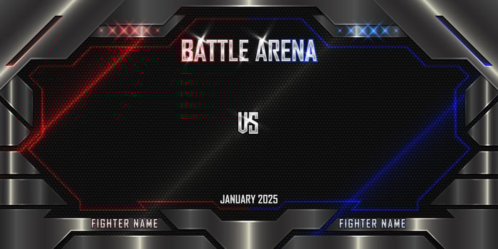 Realistic Battle arena sports 3d poster with modern metallic logo vector