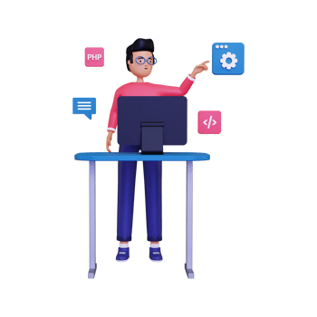 3d Programming developer working on a project illustration png