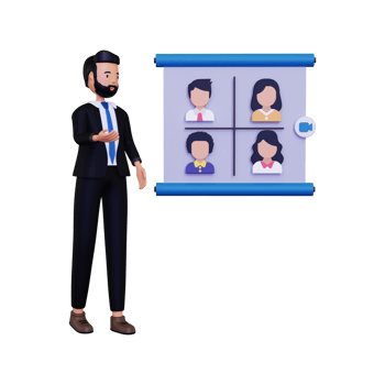 3d Online business meeting illustration png