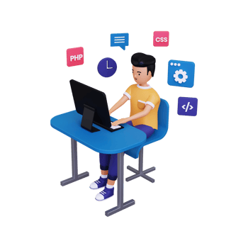 3d Application developer working on project illustration png
