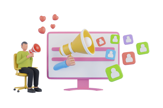 Digital social marketing.Ad targeting concept. Audience outreach, target marketing, digital marketing.web analytics and seo marketing concept. 3d render illustration png