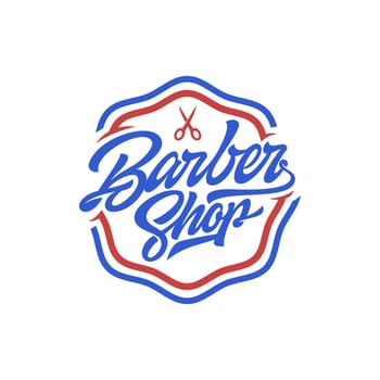 Barber Shop logo Badge with lettering typography style. vector