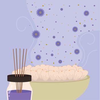 aroma wooden sticks and flowers vector