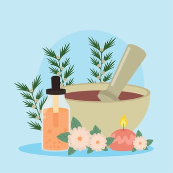 candle and aromatherapy oil vector