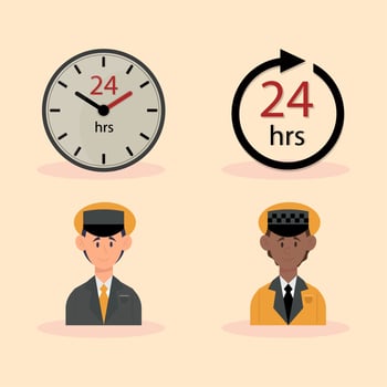 taxi service 24 hours icons vector