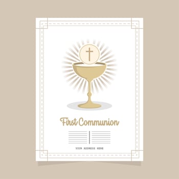 first communion greeting card vector