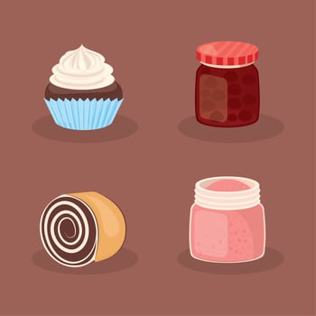 set of dessert food vector