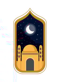 temple night moon vector