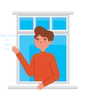 guy looking out the window vector